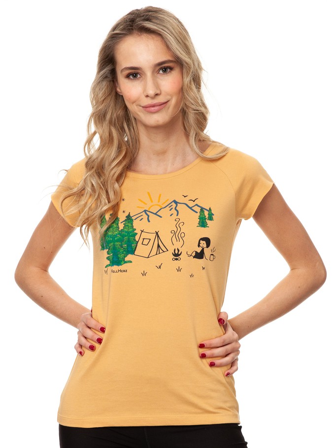 Camping Girl Cap Sleeve clay from FellHerz T-Shirts - bio, fair & vegan