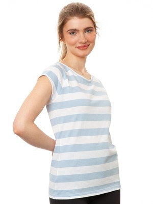 Cap Sleeve block striped light blue from FellHerz T-Shirts - bio, fair & vegan