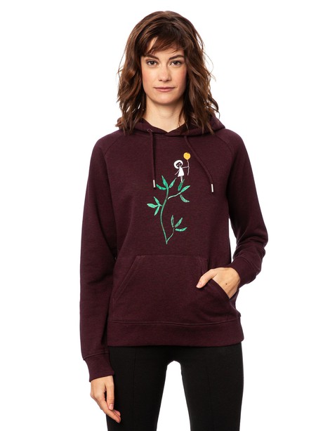 Branch girl hoodie heather grape red from FellHerz T-Shirts - bio, fair & vegan