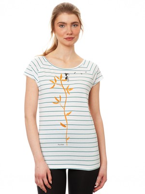 Me Time Cap Sleeve striped white teal from FellHerz T-Shirts - bio, fair & vegan
