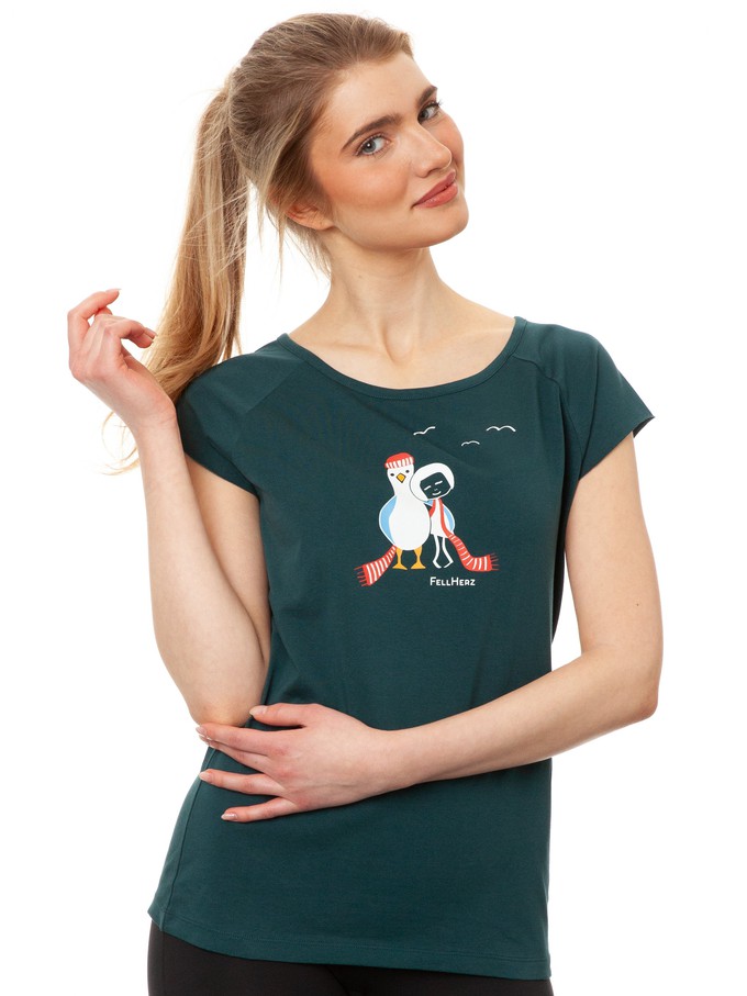 Seagull Love Cap Sleeve Deep Teal from FellHerz T-Shirts - bio, fair & vegan