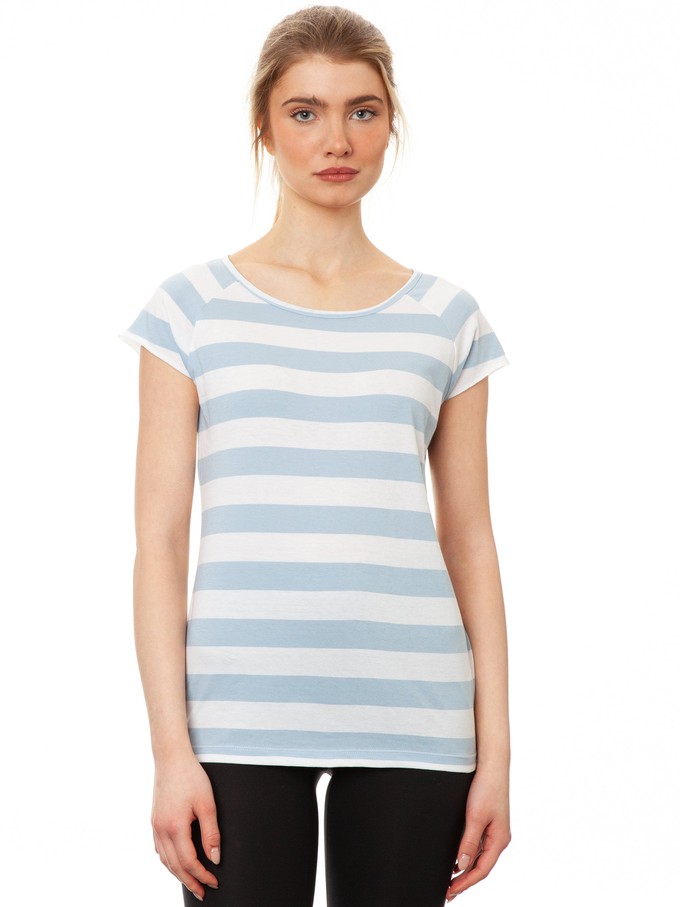 Cap Sleeve block striped light blue from FellHerz T-Shirts - bio, fair & vegan