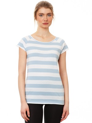 Cap Sleeve block striped light blue from FellHerz T-Shirts - bio, fair & vegan