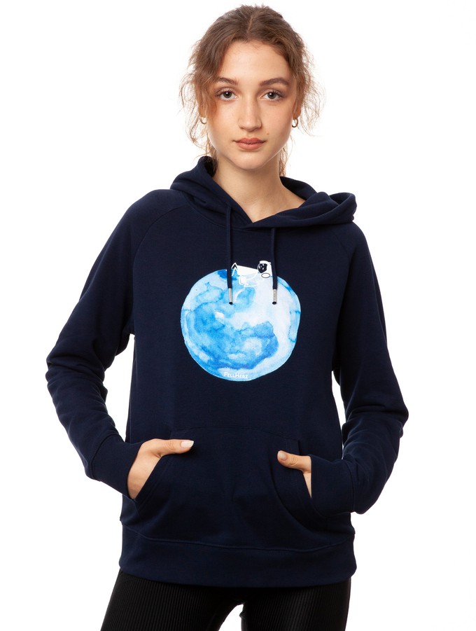 Moon Girl Navy Hoodie from FellHerz T-Shirts - bio, fair & vegan