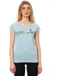 Ivy Girl Cap Sleeve striped light blue mint via FellHerz T-Shirts - bio, fair & vegan