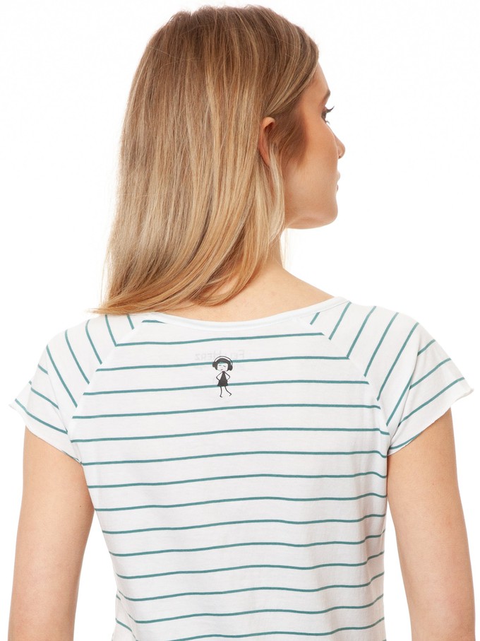 Me Time Cap Sleeve striped white teal from FellHerz T-Shirts - bio, fair & vegan