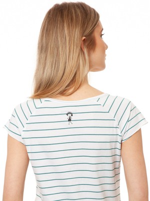 Me Time Cap Sleeve striped white teal from FellHerz T-Shirts - bio, fair & vegan