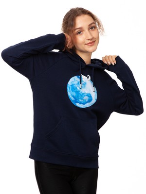 Moon Girl Navy Hoodie from FellHerz T-Shirts - bio, fair & vegan