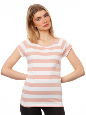 Cap Sleeve Block Striped Light Pink from FellHerz T-Shirts - bio, fair & vegan