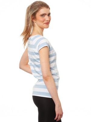 Cap Sleeve block striped light blue from FellHerz T-Shirts - bio, fair & vegan