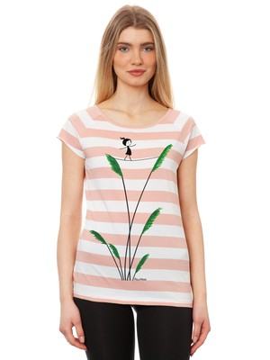 Seiltanz Cap Sleeve block striped light pink from FellHerz T-Shirts - bio, fair & vegan
