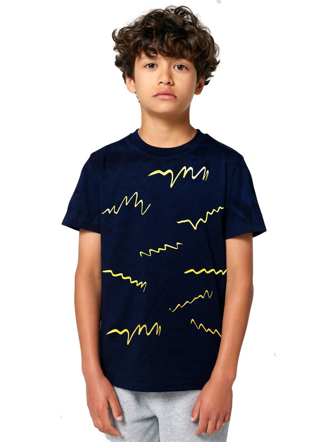 Lines Kids T-Shirt gold on dark blue marl from FellHerz T-Shirts - bio, fair & vegan