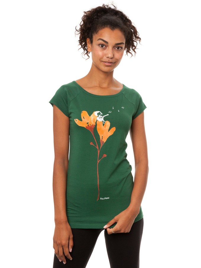 Guitar girl cap sleeve scarab green from FellHerz T-Shirts - bio, fair & vegan