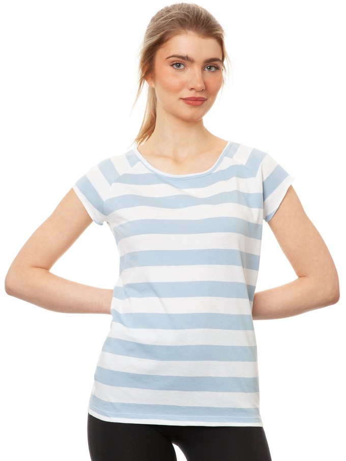 Cap Sleeve block striped light blue from FellHerz T-Shirts - bio, fair & vegan