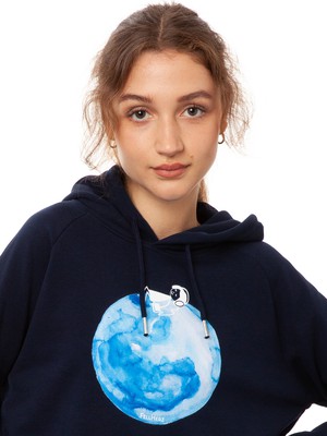 Moon Girl Navy Hoodie from FellHerz T-Shirts - bio, fair & vegan