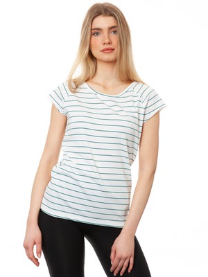 Cap Sleeve striped white teal from FellHerz T-Shirts - bio, fair & vegan
