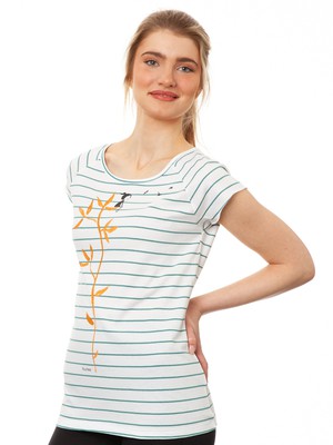 Me Time Cap Sleeve striped white teal from FellHerz T-Shirts - bio, fair & vegan