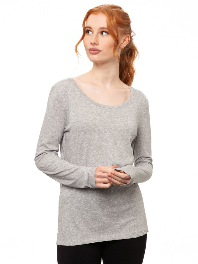 Long sleeve heather grey from FellHerz T-Shirts - bio, fair & vegan