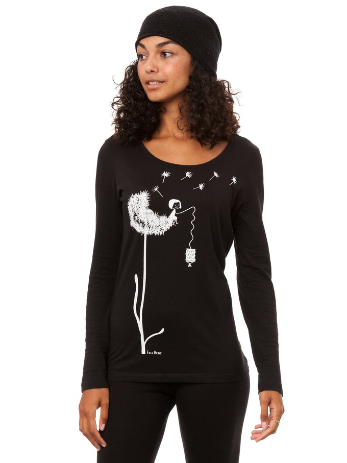 Dandelion Longsleeve black from FellHerz T-Shirts - bio, fair & vegan