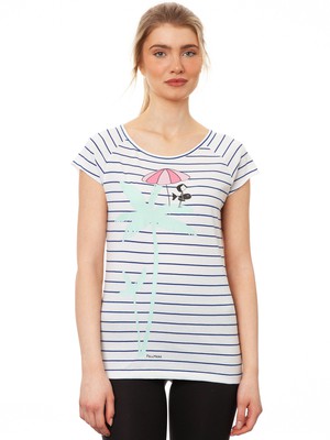 Palm Tree Cap Sleeve striped white blue from FellHerz T-Shirts - bio, fair & vegan