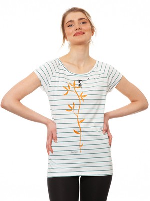 Me Time Cap Sleeve striped white teal from FellHerz T-Shirts - bio, fair & vegan
