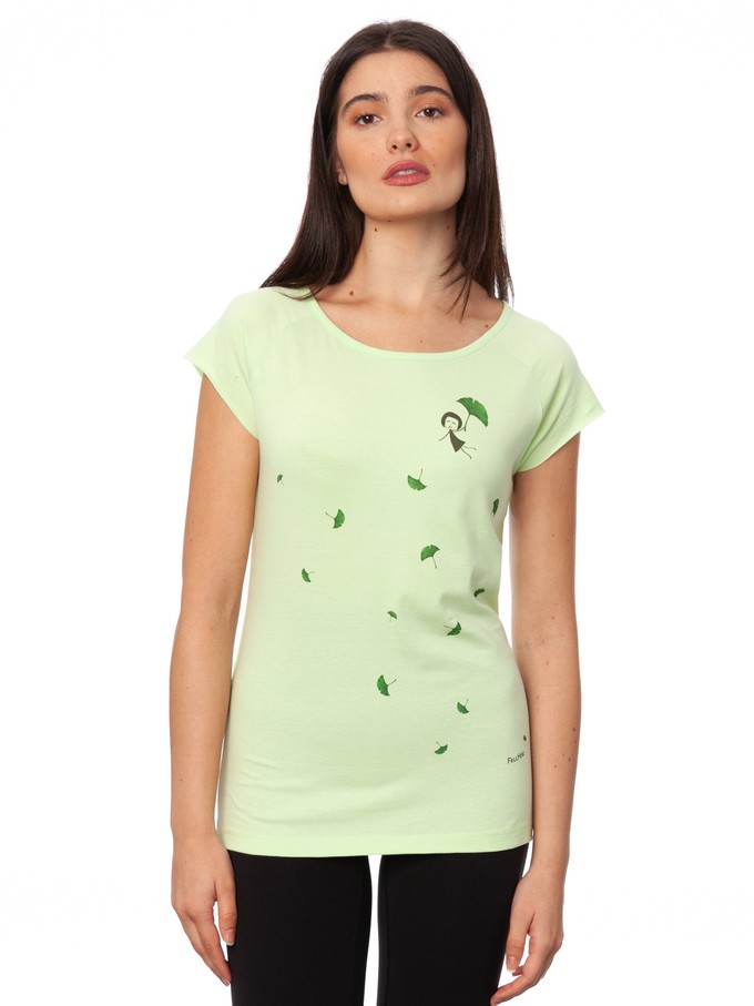 Gingko Girl Cap Sleeve lime green from FellHerz T-Shirts - bio, fair & vegan