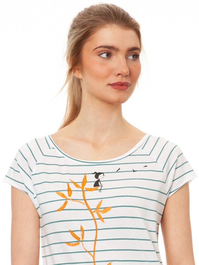 Me Time Cap Sleeve striped white teal from FellHerz T-Shirts - bio, fair & vegan
