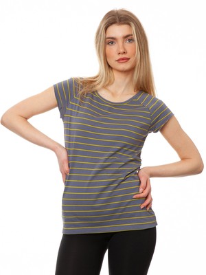 Cap Sleeve Striped Thunder Olive from FellHerz T-Shirts - bio, fair & vegan
