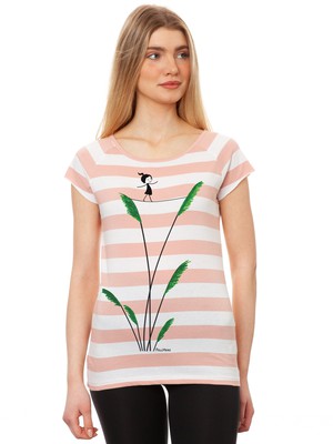 Seiltanz Cap Sleeve block striped light pink from FellHerz T-Shirts - bio, fair & vegan
