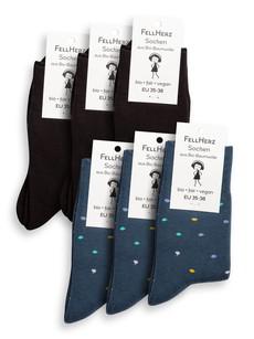 Pack of 6 warm cuddly socks with organic cotton mix confetti thundercloud and black via FellHerz T-Shirts - bio, fair & vegan