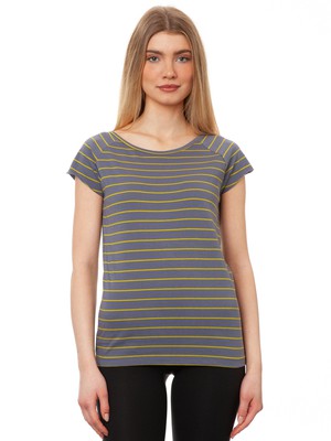 Cap Sleeve Striped Thunder Olive from FellHerz T-Shirts - bio, fair & vegan