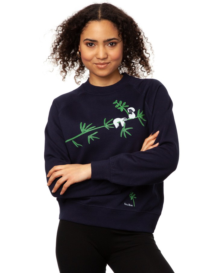 Sloth Raglan Sweater navy from FellHerz T-Shirts - bio, fair & vegan