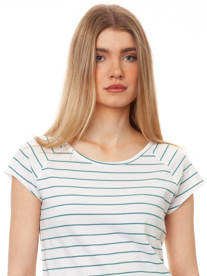 Cap Sleeve striped white teal from FellHerz T-Shirts - bio, fair & vegan