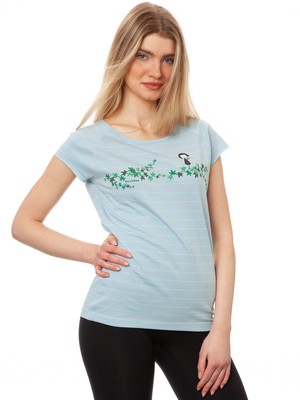 Ivy Girl Cap Sleeve striped light blue mint from FellHerz T-Shirts - bio, fair & vegan
