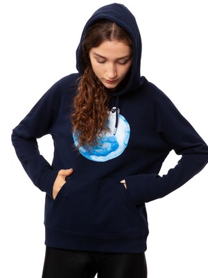 Moon Girl Navy Hoodie from FellHerz T-Shirts - bio, fair & vegan
