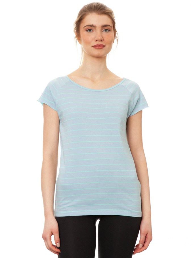 Cap Sleeve striped light blue mint from FellHerz T-Shirts - bio, fair & vegan