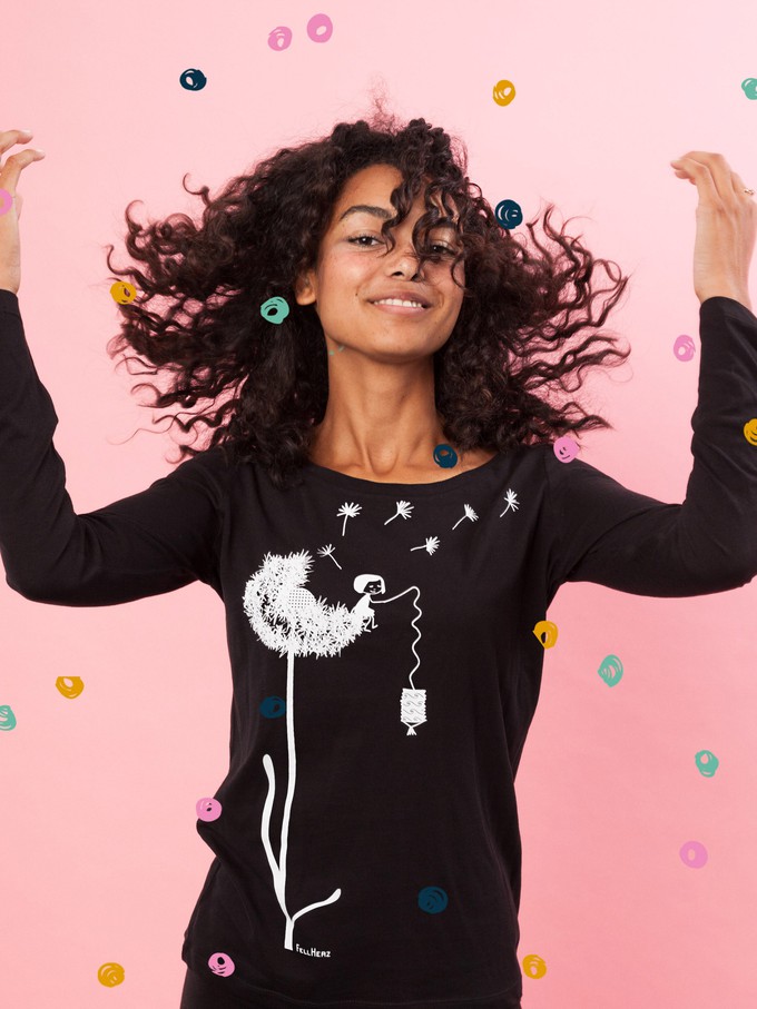 Dandelion Longsleeve black from FellHerz T-Shirts - bio, fair & vegan
