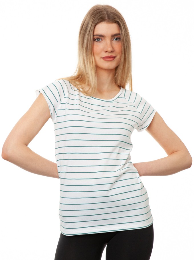 Cap Sleeve striped white teal from FellHerz T-Shirts - bio, fair & vegan