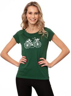 Fahrrad-Mädchen Cap Sleeve scarab green via FellHerz T-Shirts - bio, fair & vegan