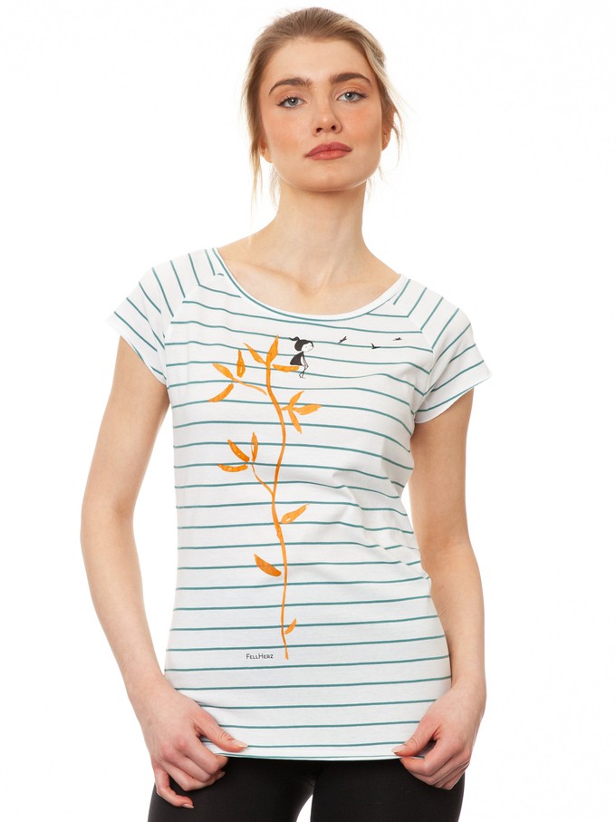 Me Time Cap Sleeve striped white teal from FellHerz T-Shirts - bio, fair & vegan