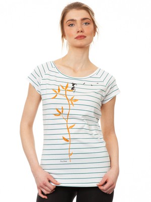 Me Time Cap Sleeve striped white teal from FellHerz T-Shirts - bio, fair & vegan