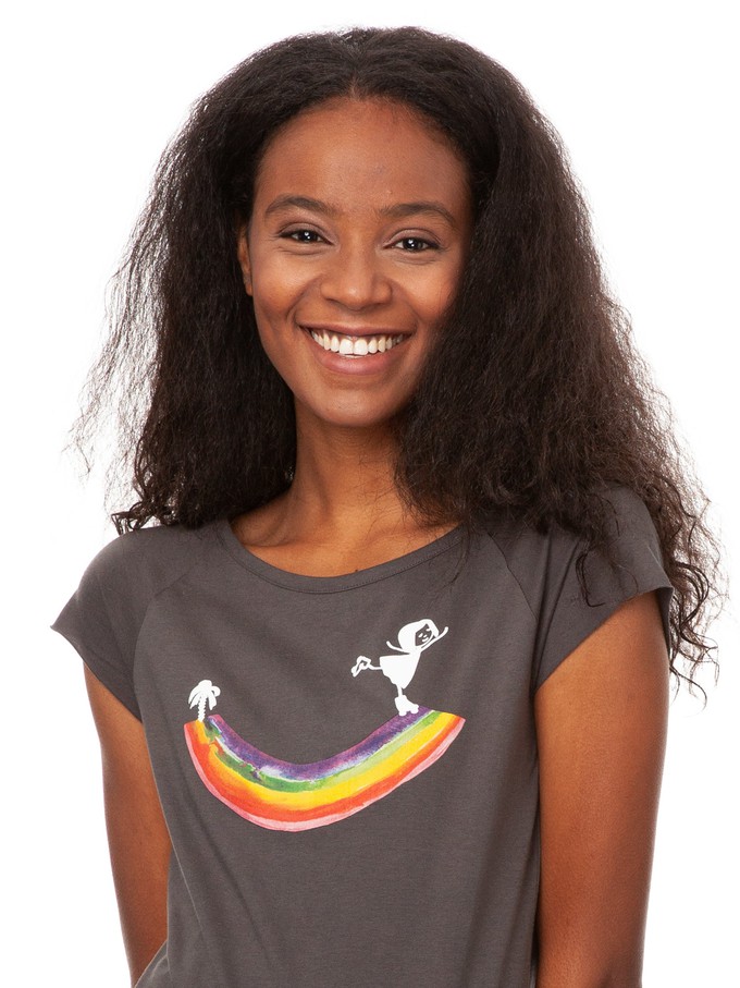 Rainbow girl cap sleeve dark grey from FellHerz T-Shirts - bio, fair & vegan