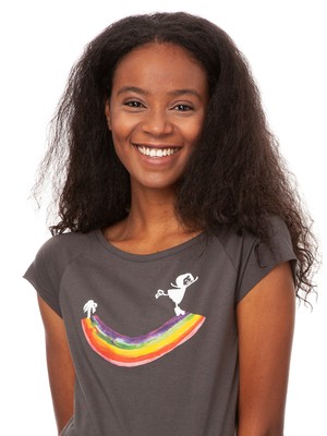 Rainbow girl cap sleeve dark grey from FellHerz T-Shirts - bio, fair & vegan