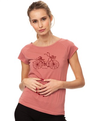 Fahrrad-Mädchen Cap Sleeve dusty rose from FellHerz T-Shirts - bio, fair & vegan