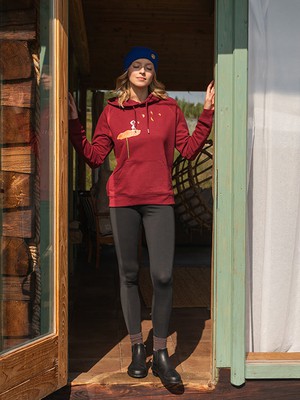 Swallow train hoodie burgundy from FellHerz T-Shirts - bio, fair & vegan