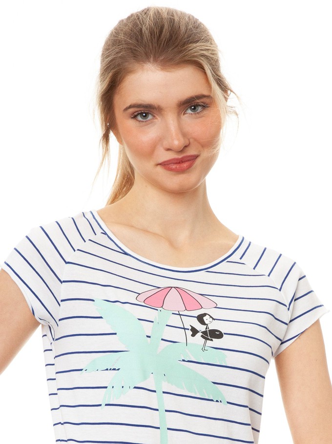 Palm Tree Cap Sleeve striped white blue from FellHerz T-Shirts - bio, fair & vegan