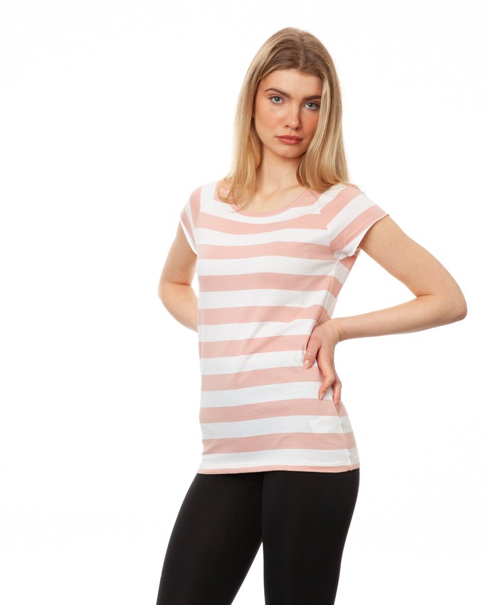 Cap Sleeve Block Striped Light Pink from FellHerz T-Shirts - bio, fair & vegan