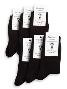 Pack of 6 thick and thin socks with organic cotton mix black via FellHerz T-Shirts - bio, fair & vegan