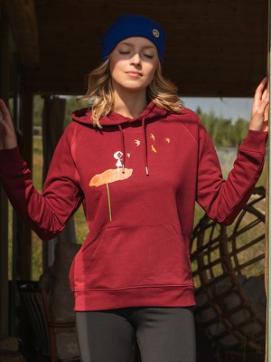 Swallow train hoodie burgundy from FellHerz T-Shirts - bio, fair & vegan