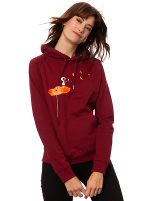 Swallow train hoodie burgundy from FellHerz T-Shirts - bio, fair & vegan
